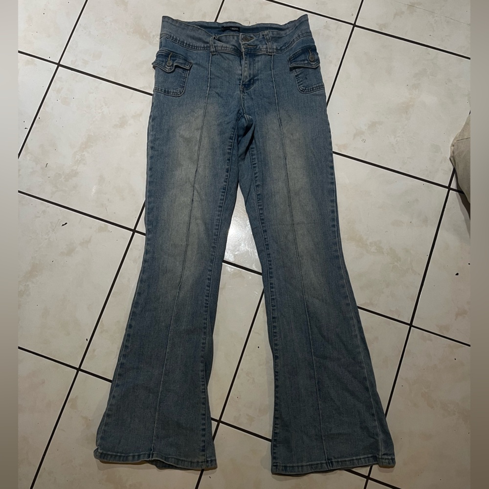 Fashion Nova Stretchy Blue Vintage Inspired Flared Jeans